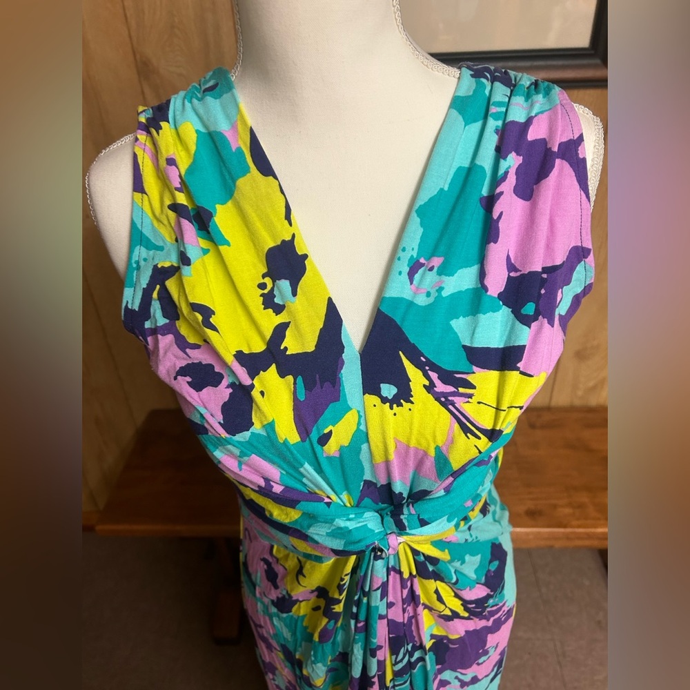IMAN Blue Global Chic Floral Twist Front Maxi Dress Size M - Picture 6 of 11